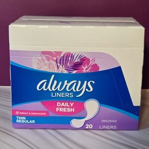 Always Panty Liner Women 240 Count Thin Regular Daily Fresh Unscented New in Box